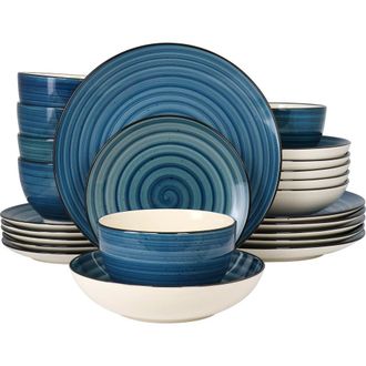 Elama Gia 24 Piece Round Stoneware Dinnerware Set in White at Nordstrom