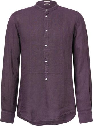 Massimo Alba Casual Overhemden - Heren - Casual Overhemden - Paars - XL - Linnen - Overhemden