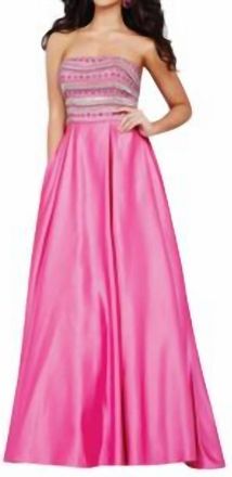 Jovani Embellished Strapless Ballgown In Hot Pink