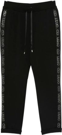 Liu Jo Broeken, Dames, Zwart, L, Zwarte broek met trekkoord en logo-details