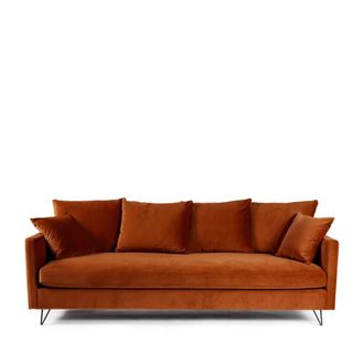 DRAWER Sof&aacute; cama 3 plazas terciopelo patas metalicas negras - &Oacute;xido