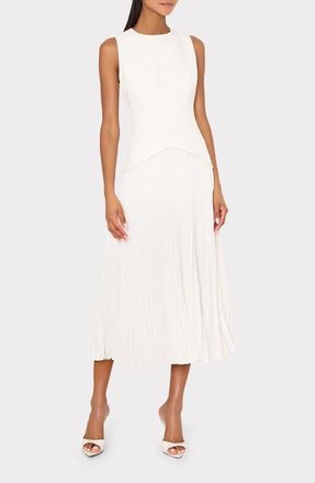 Milly Haddy Pleated Midi Dress in Ecru at Nordstrom, Size 4