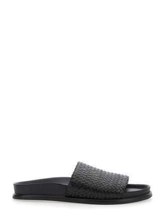 Vagabond Black Sandals With Braided Design In Leather Woman