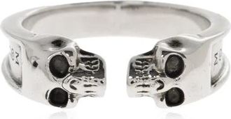 Alexander McQueen Twin Skull Ring - Heren - Ringen - Grijs - 58 MM - Leer - Accessoires