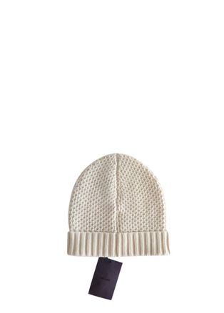 Prada Ivory Waffle Knit Wool-Cashmere Beanie Size M