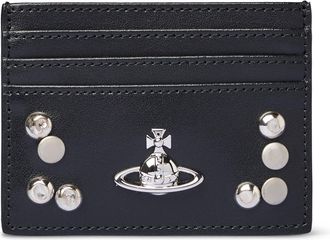 Vivienne Westwood Black Studded Flat Card Holder Wallet