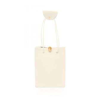 Bulgari White Leather Handbag Tote Bag (Pre-Owned)