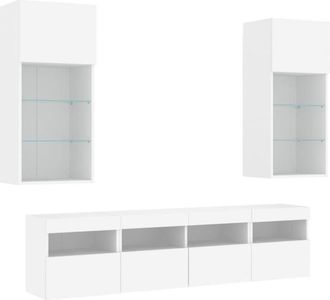 vidaXL Vidaxl - 5 Piece tv Wall Units with led White Engineered Wood