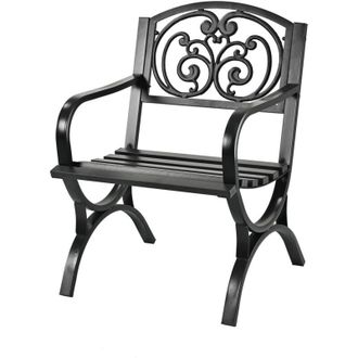 Relaxdays Silla De Jard&iacute;n Relaxdays, Con Reposabrazos, Extra Ancha, Metal, Sill&oacute;n Vintage, Hbt: 85,5 X 60 X 56 Cm, Negro