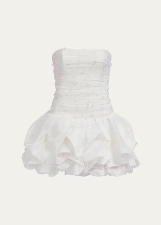 Aje Juniper Strapless Tulle Overlay Bubble Mini Dress