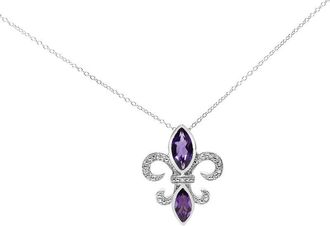 House of Brilliance Haus Of Brilliance Silver 1.38 Ct. Tw. Diamond & Amethyst Pendant Necklace