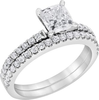 Grown Brilliance 1.50 Carat 14K White Gold Round Cut Lab Grown Diamond Bridal Ring Set for Women- Color/Clarity-H/VS