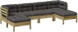 vidaXL Juego De Sof&aacute;s Jard&iacute;n 6 Pzas Con Cojines Madera Pino Impregnada Vidaxl