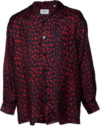 Ami Red heart print shirt