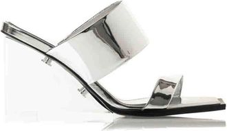 Alexander McQueen Geometrische hakmuiltjes - Dames - Muiltjes - Grijs - 37 EU - Leer - Schoenen