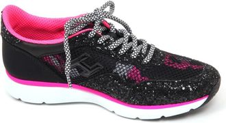 Hogan Roze Glitter Mesh Schoen - Dames - Sneakers - Zwart - 37 1/2 EU - Schoenen
