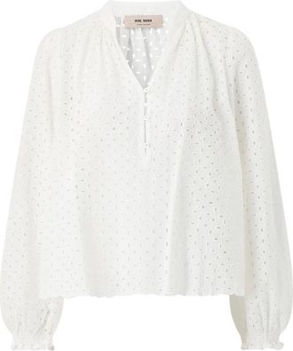 Mos Mosh MMEisara Flob Blouse - Dames - Blouses - Wit - XL - Katoen - Overhemden