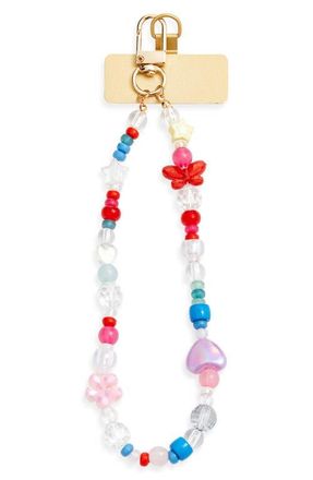 Chelsea28 Beaded Phone Wrist Strap in Red Multi- Gold at Nordstrom