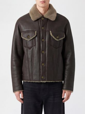 Maison Margiela Giacca in pelle di agnello con collo in pelliccia e logo Four Stitches
