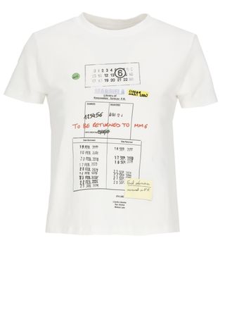 Maison Margiela White Cropped Printed Cotton T-Shirt