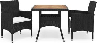 vidaXL Muebles De Jard&iacute;n 3 Piezas Rat&aacute;n Sint&eacute;tico Negro Y Acacia Vidaxl