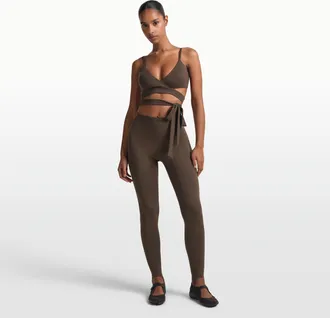 Nike Womens SKIMS Matte V-Panel Stirrup Leggings in Brown | PTLEG9696W-DSP