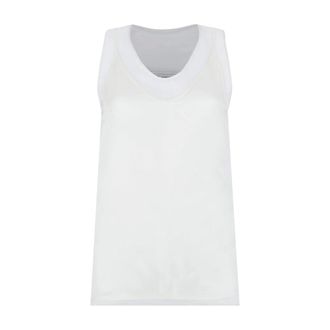Ami Layered Silk Top - female - Ami Paris - Sleeveless Tops - White - 3XS - Tops