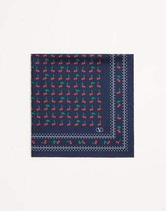 Valentino Garavani Cherryfic Silk Scarf Woman BLUE/RED UNI