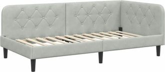 vidaXL Estructura De Cama En Esquina Gris Claro 90 X 200 Cm Terciopelo Vidaxl