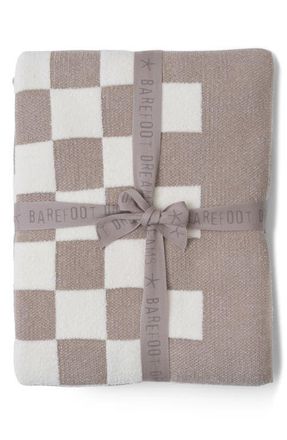 Barefoot Dreams CozyChic Checkered Cotton Blend Throw Blanket in Fauna/Cream at Nordstrom