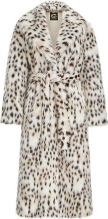 Cesare Gaspari Luxe Jas met Luipaardprint van Imitatiebont - Dames - Jas met riem - Beige - XL - Polyester - Jassen
