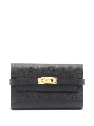 Herm&egrave;s 2018 medium Kelly trifold wallet - women - Calf Leather - One Size - Black