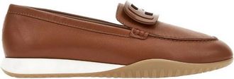 Hogan Stijlvolle leren bruine platte schoenen - Dames - Loafers - Bruin - 36 EU - Leer - Schoenen