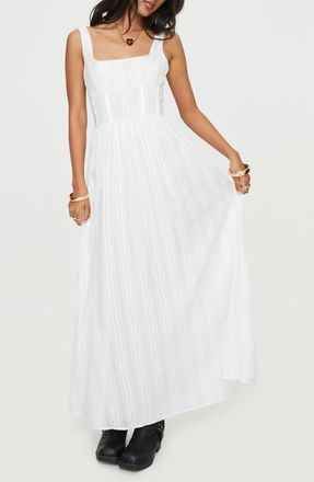 Princess Polly Lorinda Strapless Cotton Maxi Dress in White at Nordstrom, Size 10