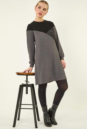 Roman Stretch Animal Colour Block Dress