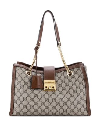 Gucci Padlock Chain GG Coated Canvas with Leather Medium tote bag - Bruin