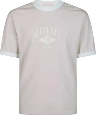 Eleventy Tops, Heren, Roze, M, Katoen, T-shirt Stampa Relax Fit