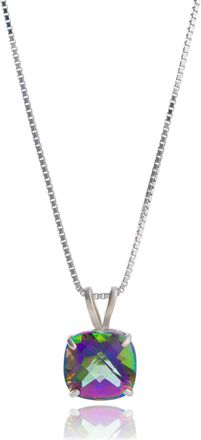 MAX + STONE 925 Sterling Silver or 14k Gold 8mm Cushion Cut Gemstone Pendent Necklace