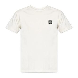 Stone Island T-Shirts, male, Beige, Size: XL T-shirt with logo patch