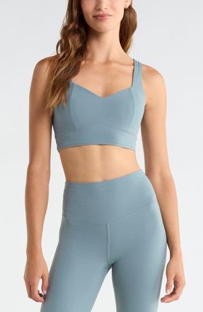 Zella Studio Luxe Sweetheart Sports Bra in Teal Dusk at Nordstrom, Size Medium