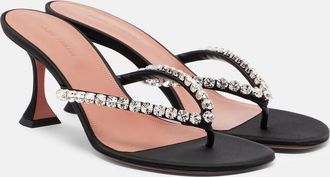 Amina Muaddi Gigi embellished satin thong sandals