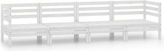 vidaXL 4 Piece Garden Lounge Set White Solid Pinewood vidaXL