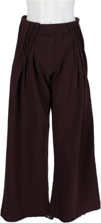 Dries Van Noten Bordeaux Pleated High-Waisted Wide-Leg Pants