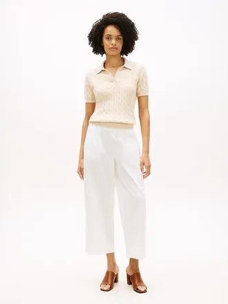 Tommy Hilfiger Womens Pull-On Wide-Leg Ankle Pant - White - XXL