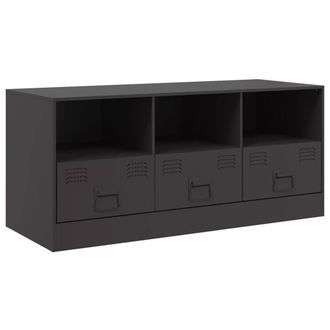 Berkfield Home TV Cabinet Black 99x39x44 cm Steel | Size: 99 x 39 x 44 cm