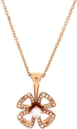 Bulgari Fiorever Pendant Necklace 18K Rose Gold with Diamonds