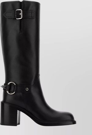 Gucci knee length leather boots with buckle detail
