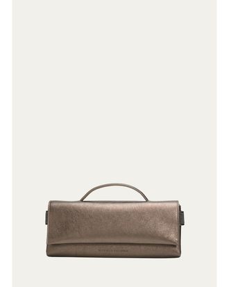Brunello Cucinelli Metallic Leather Top-Handle Bag