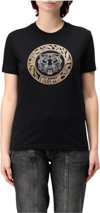 Just Cavalli Grafische Print Tijgerhoofd T-shirt - Dames - T-shirts - Zwart - M - Katoen - Tops