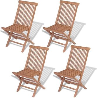 vidaXL Vidaxl - Sillas de jardín plegables 4 unidades madera maciza de teca